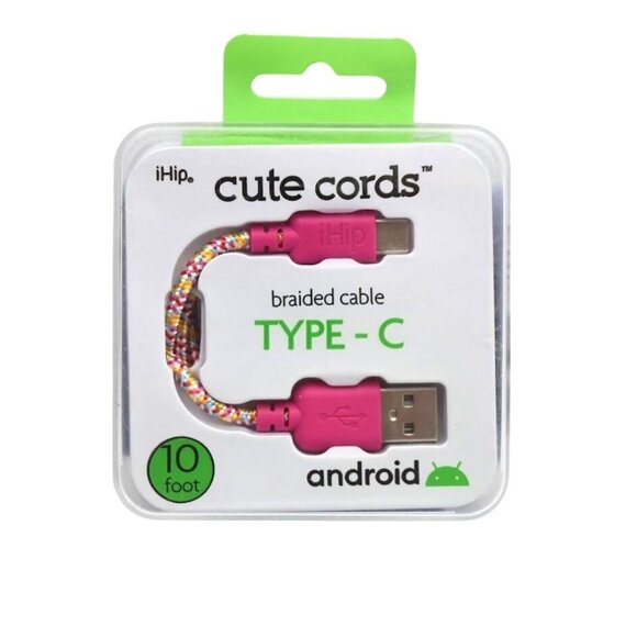 iHip Cute Braided 10ft Type-C USB Sync Charge Cable High Speed - Picture 1 of 3